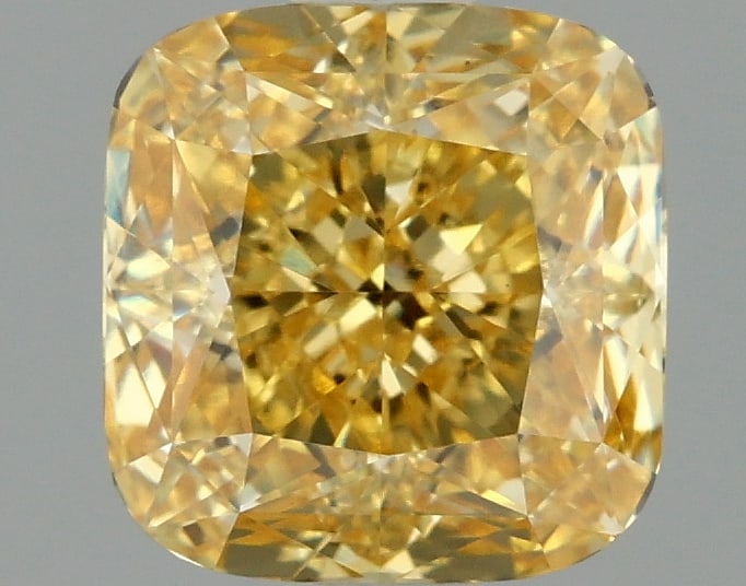 1.59 ctw. VS1 IGI Certified Cushion Q Cut Loose Diamond (LAB GROWN): IGI Certified Cusq Cut Loose Diamond (LAB GROWN) - Weight :- 1.59 ctw; Color :- Fancy Vivid Yellow; Clarity :-VS1 #3SS23968v15