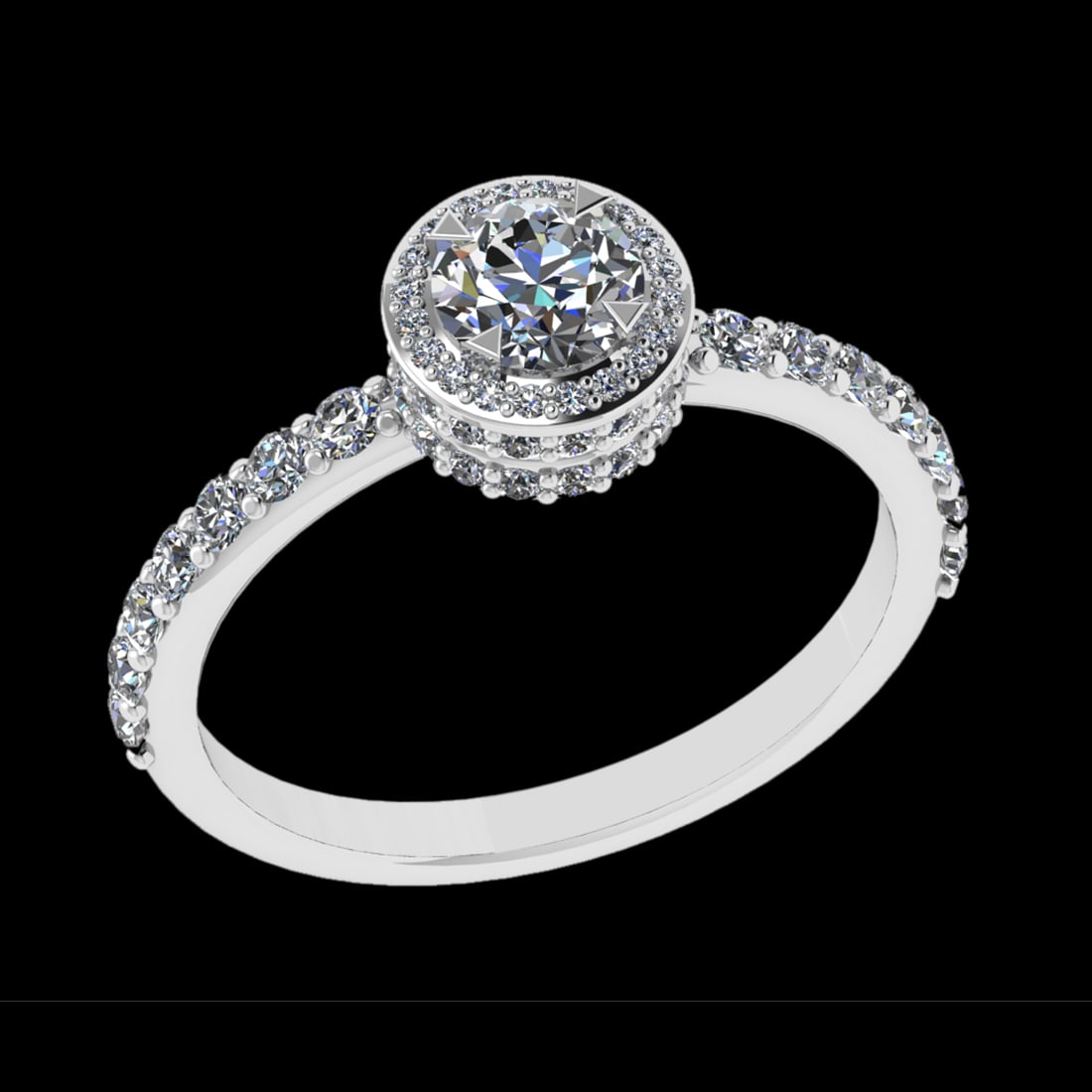 1.21 Ctw VS/SI1 Diamond Prong Set 18k white Gold Engagement Ring (ALL DIAMO: Center Daimond Weight :-0.50 Ctw ( Round Cut) Color : G-H Clarity : VS/SI1 Side Diamond Weight Of Ctw 0.71 Ctw Color : G-H Clarity : VS/SI1 Daimond Setting : Prong Metal Weight : Approx 4.28 gram 18k