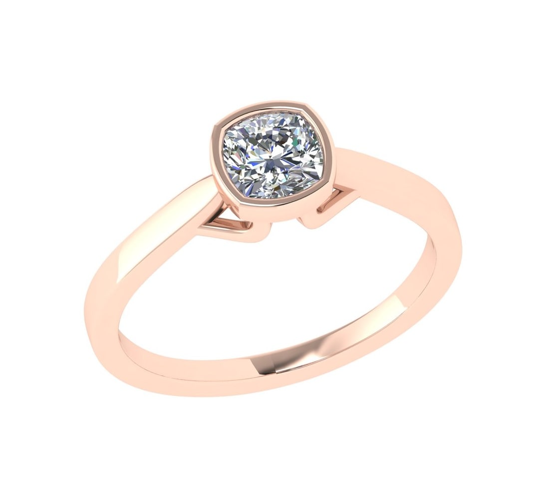 0.50 Ctw SI2/SI1 Diamond Bezel Set 14k Rose Gold Solitaire Ring: Center Daimond Weight :-0.50 Ctw ( Cushion Cut) Color : G-H Clarity : SI2/SI1 Daimond Setting : Bezel Metal Weight : Approx 2.59 gram 14k Rose Gold Solitaire Ring Current Ring Size 6 (ALL DIAMOND ARE