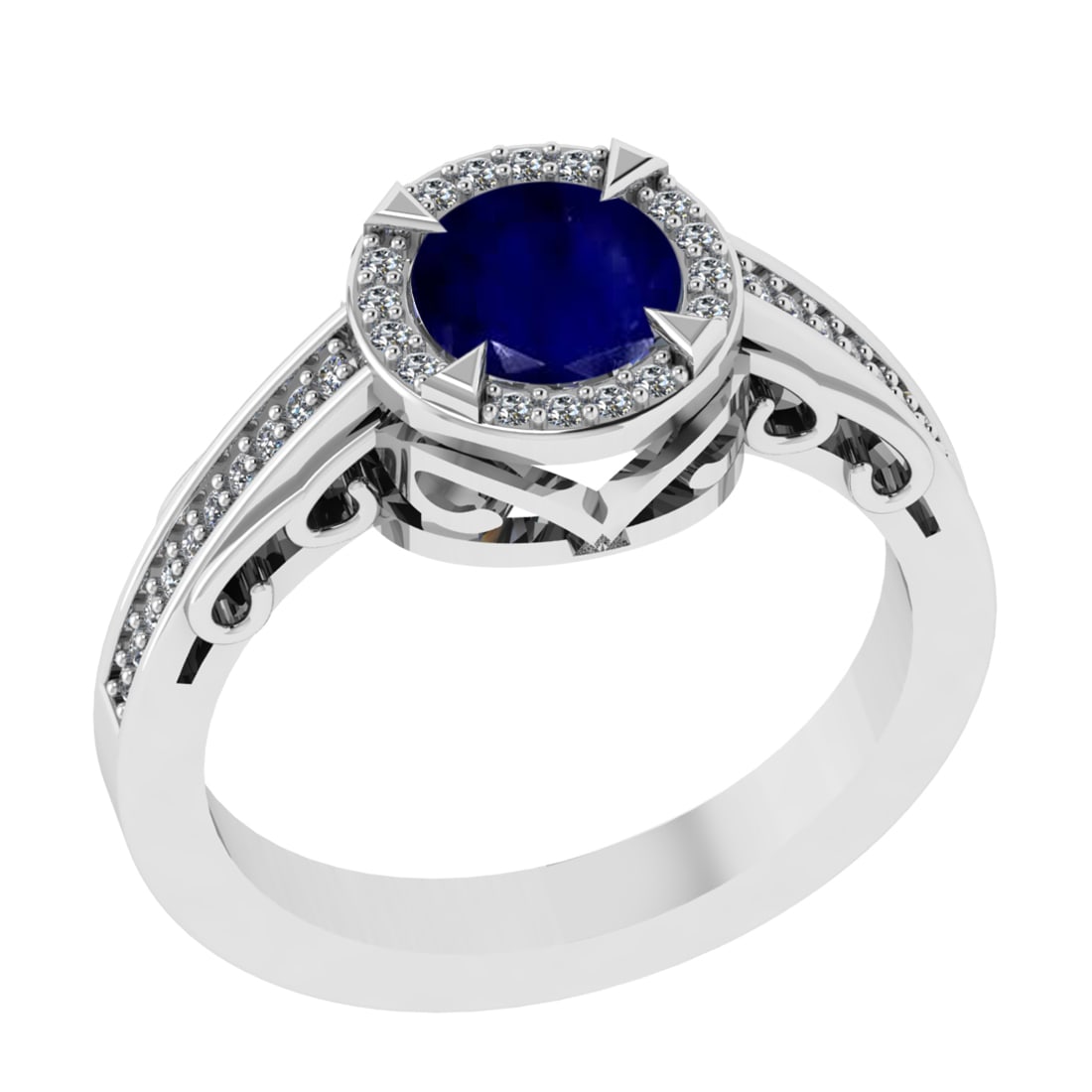 1.02 Ctw VS/SI1 Blue Sapphire and Diamond 14k white Gold Engagement Ring: Center Stone Weight :-0.84 Ctw ( Round Cut) Center Stone Color :-Blue Sapphire Center Stone Setting : Prong Side Diamond Weight Of Ctw :- 0.18 Ctw Color : J-K Clarity : VS/SI1 Daimond Setting : Prong