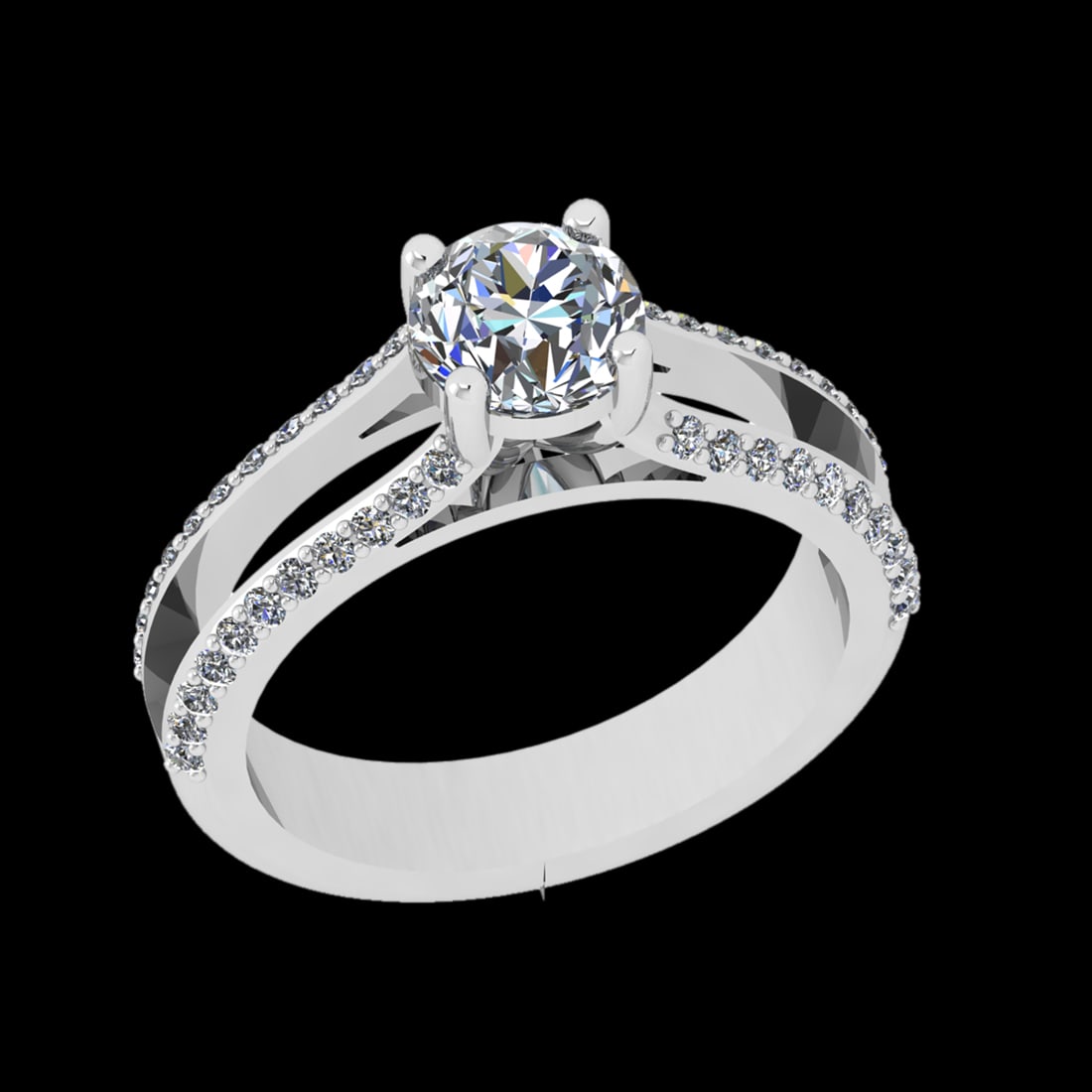 1.68 Ctw VS/SI1 Diamond Prong Set 10k white Gold Engagement Ring: Center Daimond Weight :-0.84 Ctw ( Round Cut) Color : J-K Clarity : VS/SI1 Side Diamond Weight Of Ctw 0.84 Ctw Color : J-K Clarity : VS/SI1 Daimond Setting : Prong Metal Weight : Approx 4.91 gram 10k