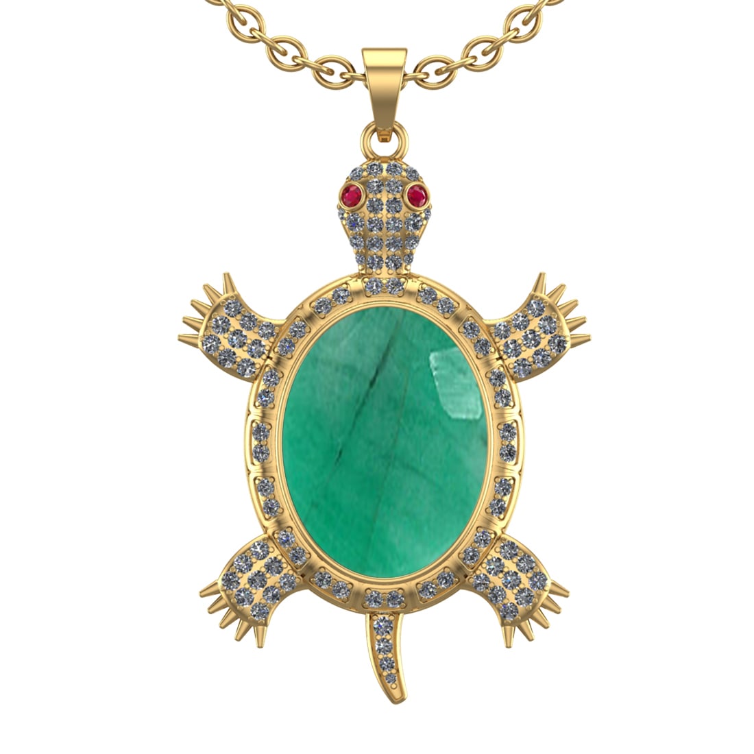 9.20 Ctw VS/SI1 Emerald and Diamond 14K Yellow Gold Pendant (ALL DIAMOND AR (1 of 1)