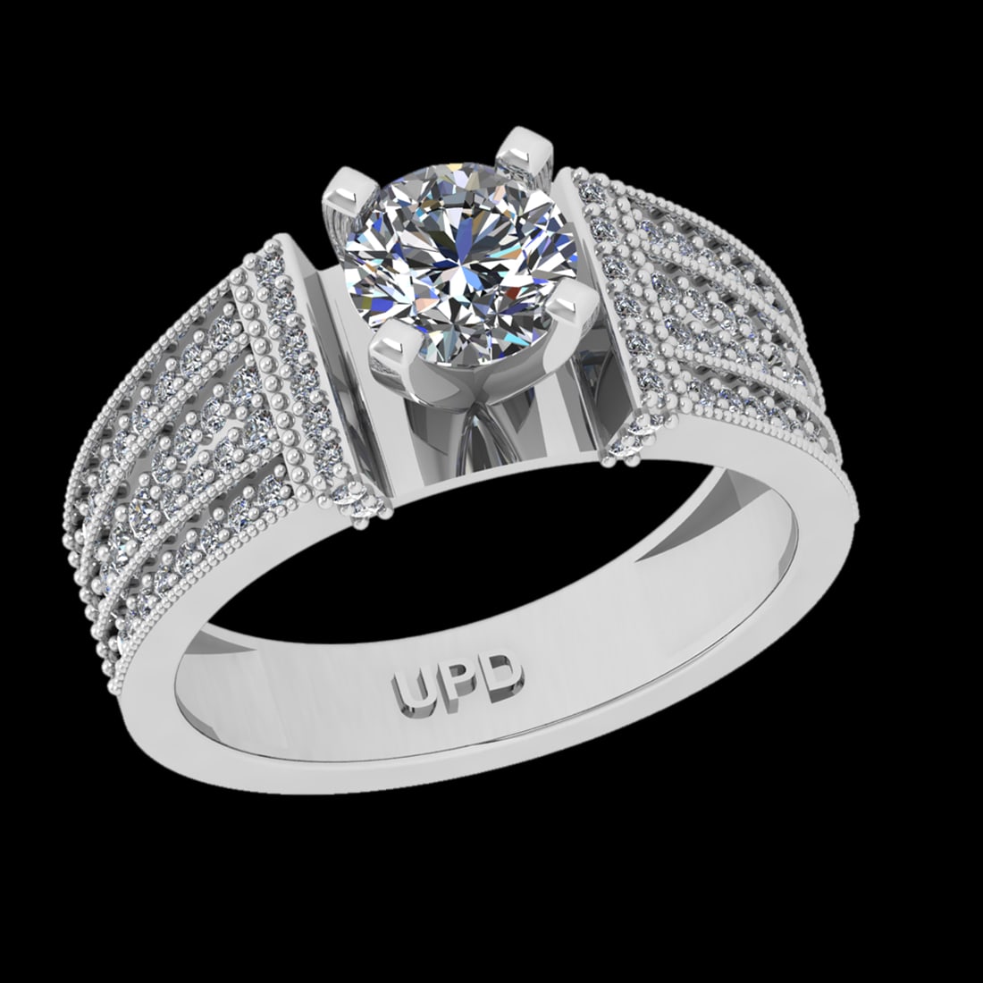 1.26 Ctw VS/SI1 Diamond Prong Set 10k white Gold Engagement Ring( (ALL DIAM: Center Daimond Weight :-0.84 Ctw ( Round Cut) Color : J-K Clarity : VS/SI1 Side Diamond Weight Of Ctw 0.42 Ctw Color : J-K Clarity : VS/SI1 Daimond Setting : Prong Metal Weight : Approx 5.37 gram 10k