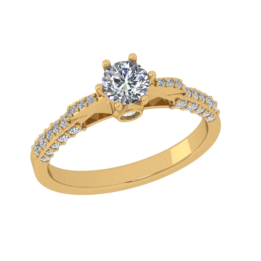 0.93 Ctw VS/SI1 Diamond Prong Set 14k Yellow Gold Engagement Ring: Center Daimond Weight :-0.50 Ctw ( Round Cut) Color : G-H Clarity : VS/SI1 Side Diamond Weight Of Ctw 0.43 Ctw Color : G-H Clarity : VS/SI1 Daimond Setting : Prong Metal Weight : Approx 3.53 gram 14k