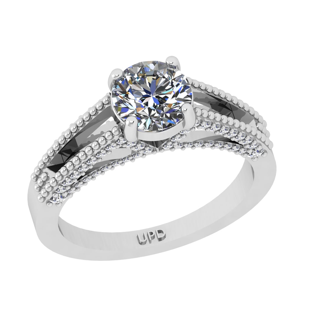 1.32 Ctw VS/SI1 Diamond 14k white Gold Engagement Ring: Center Daimond Weight :-1.00 Ctw ( Round Cut) Color : G-H Clarity : VS/SI1 Side Diamond Weight Of Ctw 0.32 Ctw Color : G-H Clarity : VS/SI1 Daimond Setting : Prong Metal Weight : Approx 4.33 gram 14k