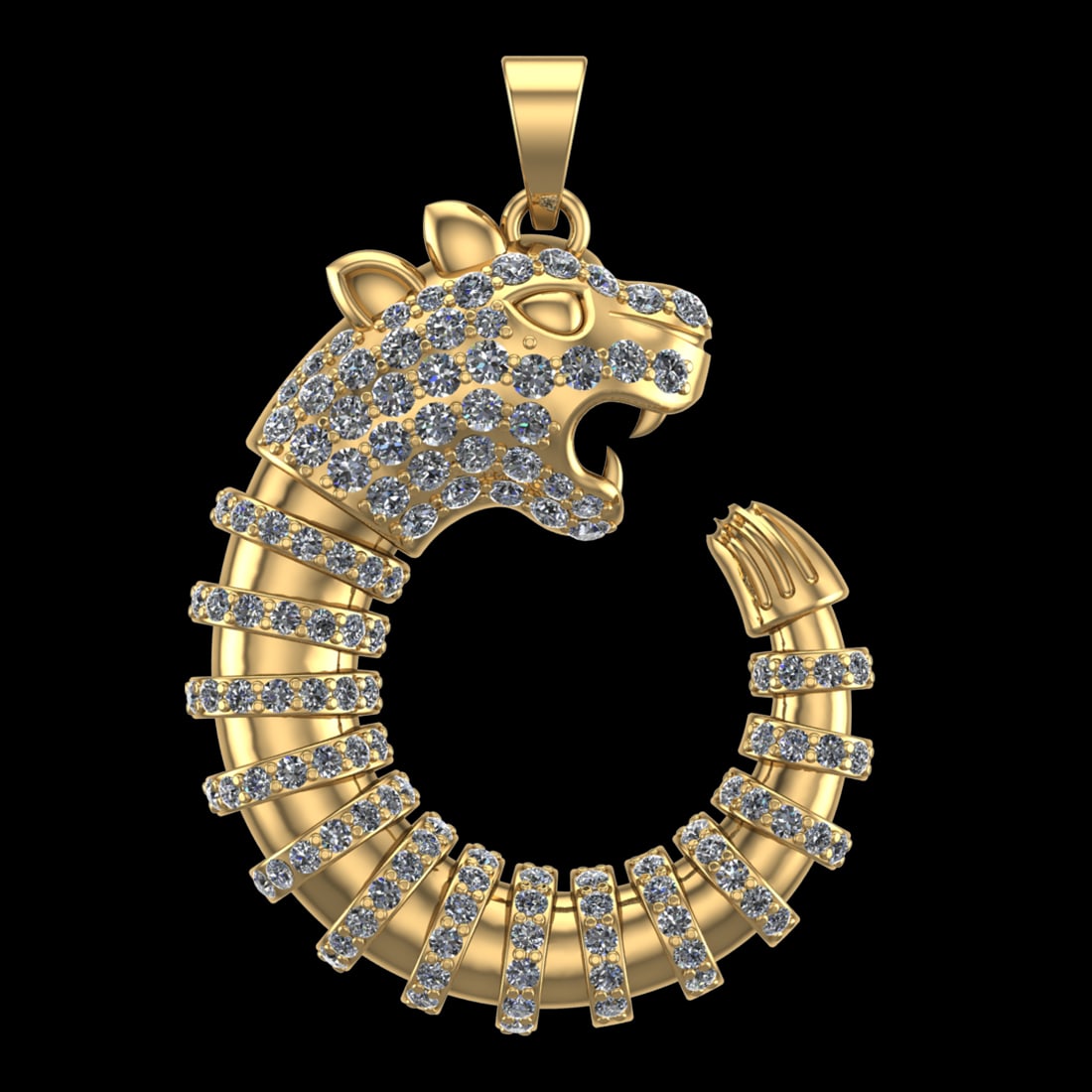 0.78 Ctw VS/SI1 Diamond Prong Set 18k Yellow Gold Creature theme Pendant(AL: Total Daimond Weight :-0.78 Ctw Color : G-H Clarity : VS/SI1 Setting : Prong Metal Weight : Approx 10.30 gram 18k Yellow Gold Creature theme Pendant (ALL DIAMOND ARE LAB GROWN ) #3SS77759v15