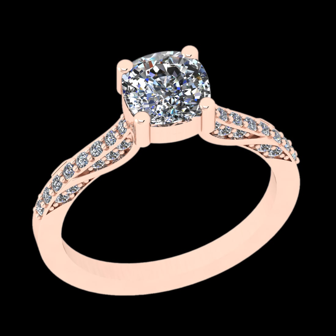 1.71 Ctw I2/I3 Diamond Prong Set 10k Rose Gold Engagement Ring: Center Daimond Weight :-1.25 Ctw ( Round Cut ) Color : J-K Clarity : I2/I3 Side Diamond Weight Of Ctw 0.46 Ctw Color : J-K Clarity : I2/I3 Daimond Setting : Prong Metal Weight : Approx 4.22 gram 10k R