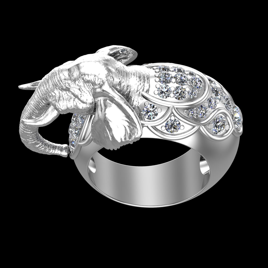 1.69 Ctw VS/SI1 Diamond Prong Set 10K white Gold Creature theme Ring (ALL D: Total Daimond Weight :-1.69 Ctw Color : F-G Clarity : VS/SI1 Setting : Prong Metal Weight : Approx 25.30 gram 10K White Gold Creature theme Ring Current Size 8 (LAB GROWN) #3SS23125v15