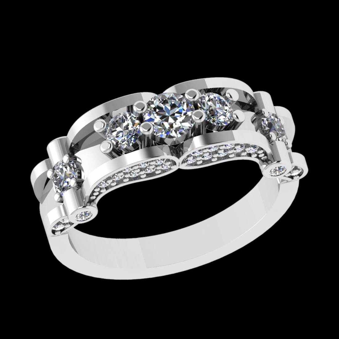 1.03 Ctw VS/SI1 Diamond 10k white Gold Engagement Ring (ALL DIAMOND ARE LAB: Center Daimond Weight :-0.25 Ctw ( Round Cut) Color : J-K Clarity : VS/SI1 Side Diamond Weight Of Ctw 0.78 Ctw Color : J-K Clarity : VS/SI1 Daimond Setting : Prong Metal Weight : Approx 4.91 gram 10k
