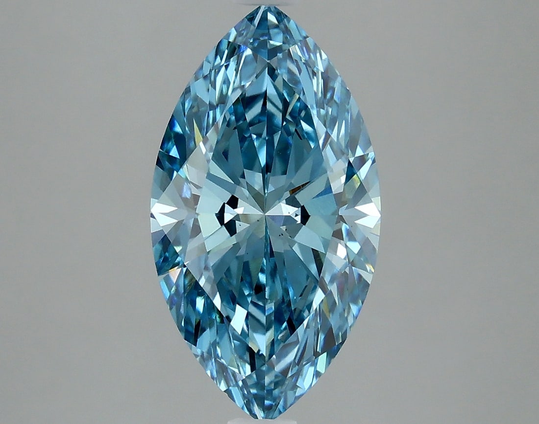 3.1ct Marquise Cut Lab Grown Diamond: IGI CertifiedMarquiseCut Loose Diamond (LAB GROWN) - Weight:3.1 ctw; Color: Fancy Vivid Blue; Clarity: VS1 #3SS98729v15