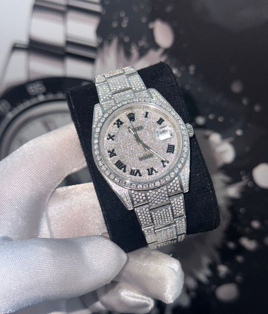 Custom Full Diamond Rolex Ref 126300 41mm (G-H, I1) Comes with Box & Apprai: Custom Full Diamond Rolex Ref 126300 41mm (G-H, I1) Comes with Box & Appraisal #3SS18298v8