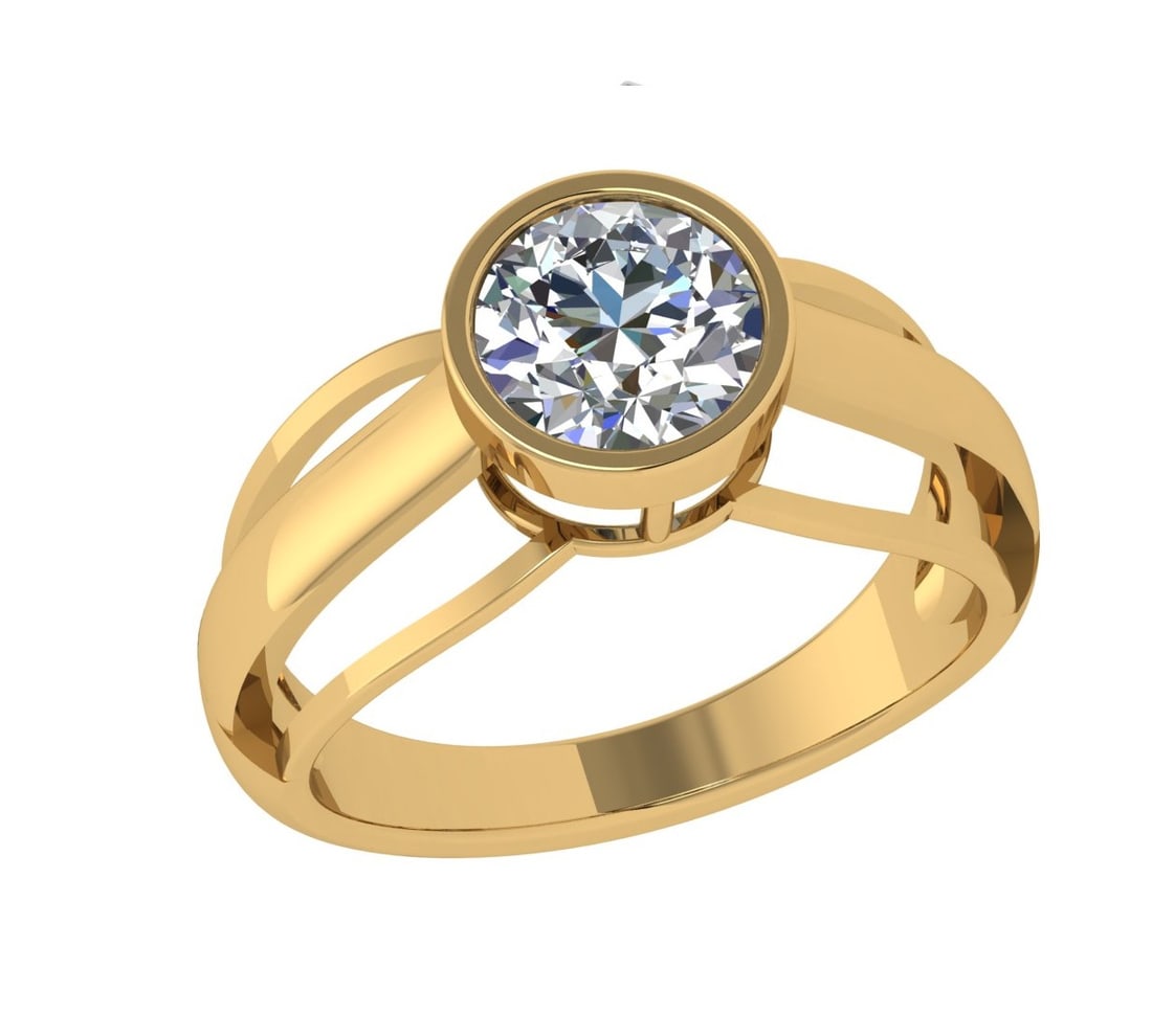 1.30 Ctw SI2/SI1 Diamond Bezel Set 14k Yellow Gold Solitaire Ring (1 of 1)