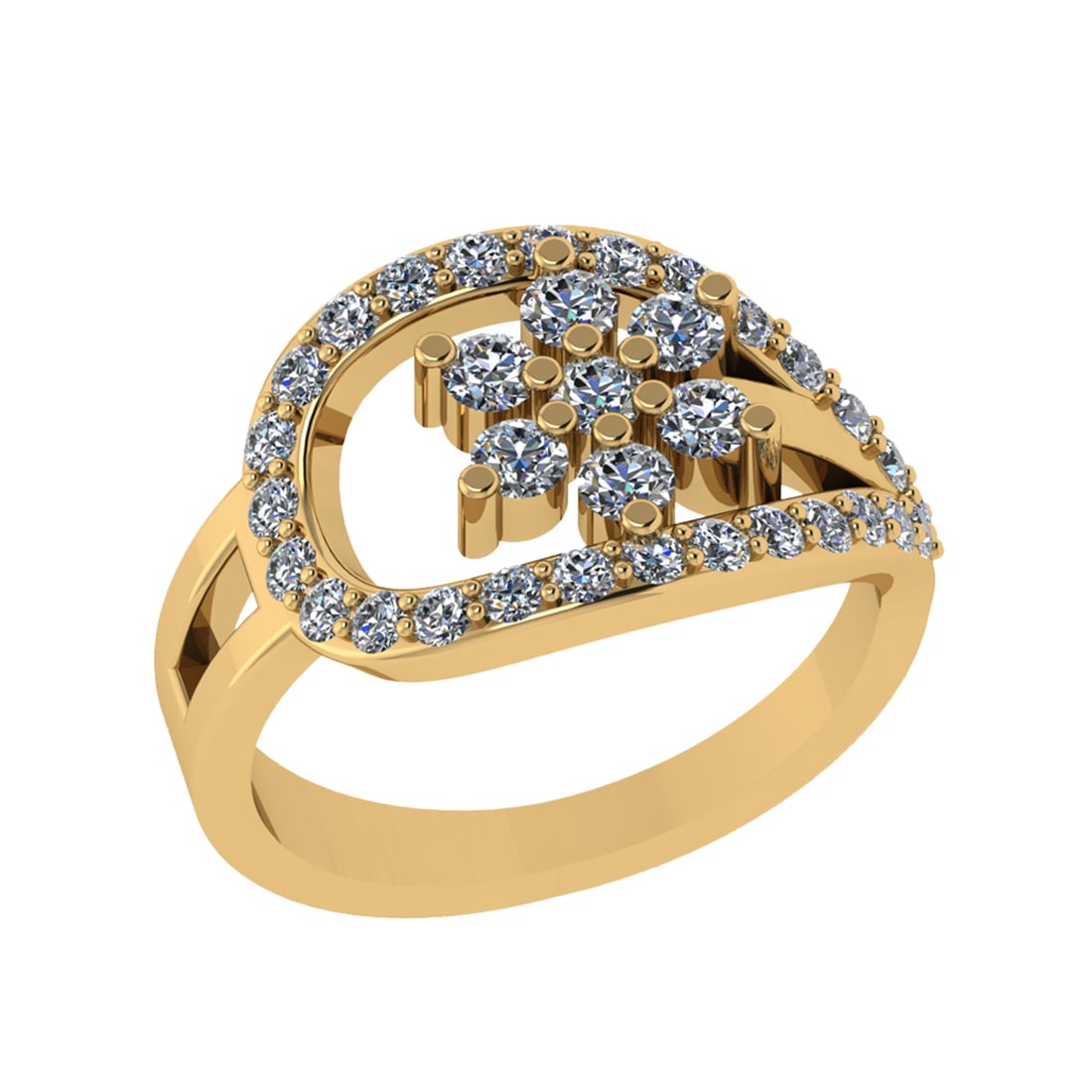 1.05 Ctw VS/SI1 Diamond 14K Yellow Gold Cluster Engagement Ring (ALL DIAMON: Total Diamond Weight : 1.05 Ctw (Round cut) Center Diamond Color :- J-K Center Clarity : VS/SI1 Stone Setting : Prong Metal Weight : Approx 4.90 Gram 14K Yellow Gold Cluster Engagement Ring (ALL