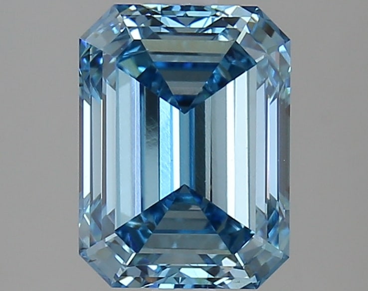 3.02ct Emerald Cut Lab Grown Diamond: IGI CertifiedEmeraldCut Loose Diamond (LAB GROWN) - Weight:3.02 ctw; Color: Fancy Vivid Blue; Clarity: SI1 #3SS98801v15