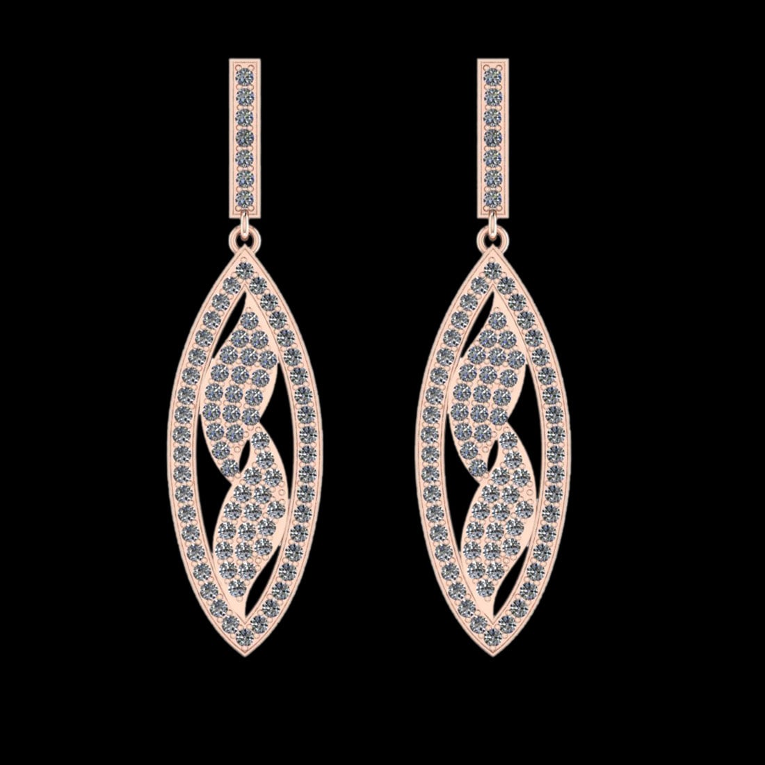 3.52 Ctw VS/SI1 Diamond 10K Rose Gold Dangling Earrings: Diamond Weight : 3.52 Ctw ( Round Cut ) Diamond Stone Color : J-K Stone Clarity : VS/SI1 Stone Setting : Prong Metal Weight : Approx 9.80 Gram 10K Rose Gold Dangling Earrings (ALL DIAMOND ARE LAB GROW