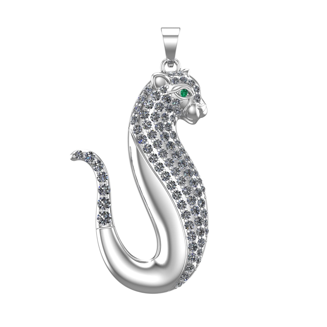 1.86 Ctw SI2/SI1 Diamond 14k white Gold Pendant (ALL DIAMOND ARE LAB GROWN): Eye Stone Weight :- 0.02 ctw Eye Stone Color :- Emerald Total Daimond Weight :-1.84 Ctw Color : G-H Clarity : SI2/SI1 Setting : Prong Metal Weight : Approx 28.87 gram 14k white Gold Pendant (ALL DIAMO