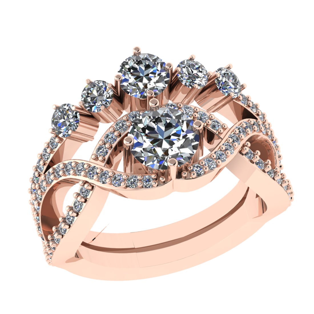 2.04 Ctw VS/SI1 Diamond 14k Rose Gold Engagement Ring (ALL DIAMOND ARE LAB: Center Daimond Weight :-1.20 Ctw ( Round Cut) Color : G-H Clarity : VS/SI1 Side Diamond Weight Of Ctw 0.84 Ctw Color : G-H Clarity : VS/SI1 Daimond Setting : Prong Metal Weight : Approx 6.64 gram 14k