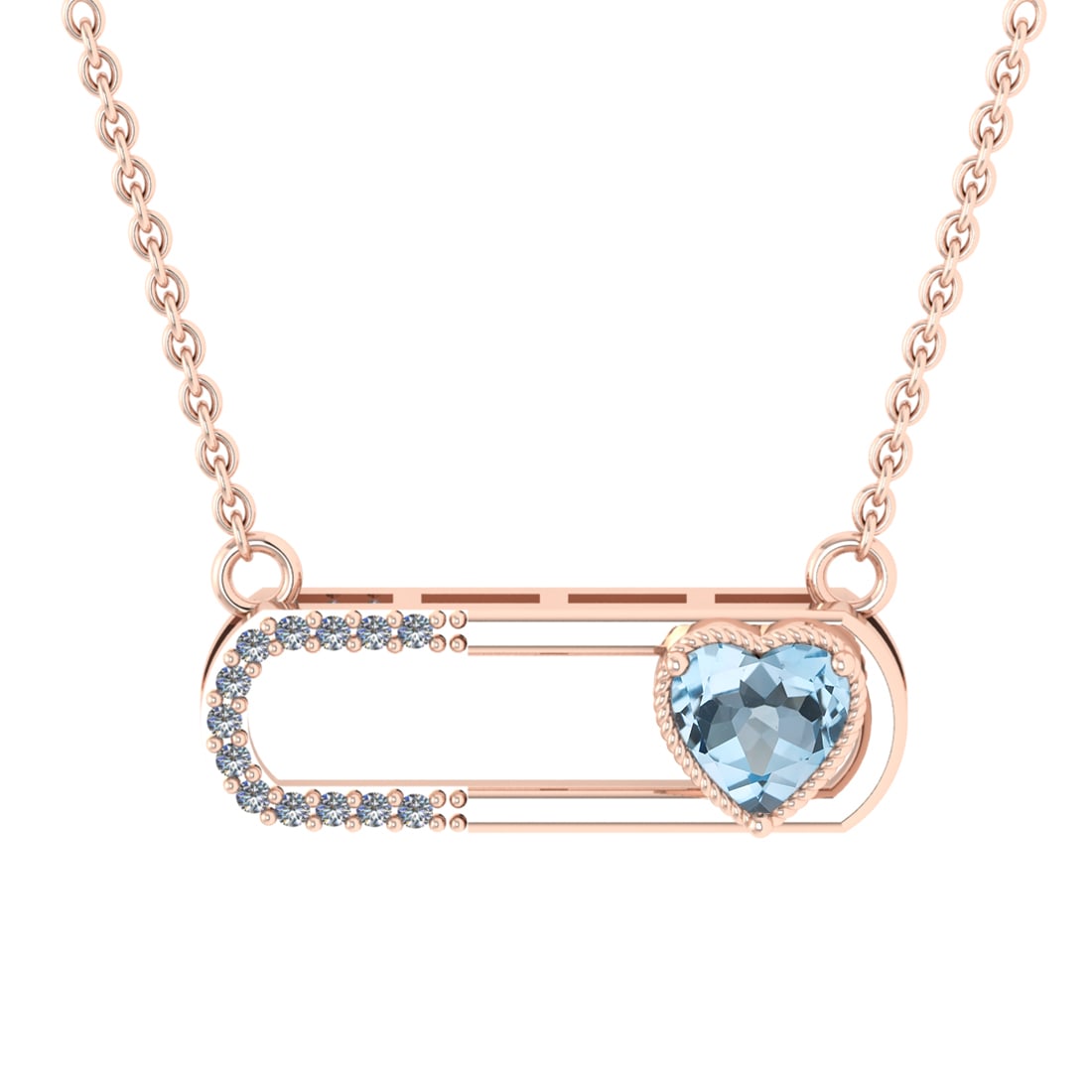 0.56 Ctw VS/SI1 Blue Topaz and Diamond 10K Rose Gold Pendant (ALL DIAMOND A: Center Stone Weight :-0.50 Ctw ( Heart Cut) Center Stone Color :-Blue Topaz Center Stone Setting : Prong Side Diamond Weight Of Ctw 0.06 Ctw Color : J-K Clarity : VS/SI1 Stone Setting : Prong Metal We