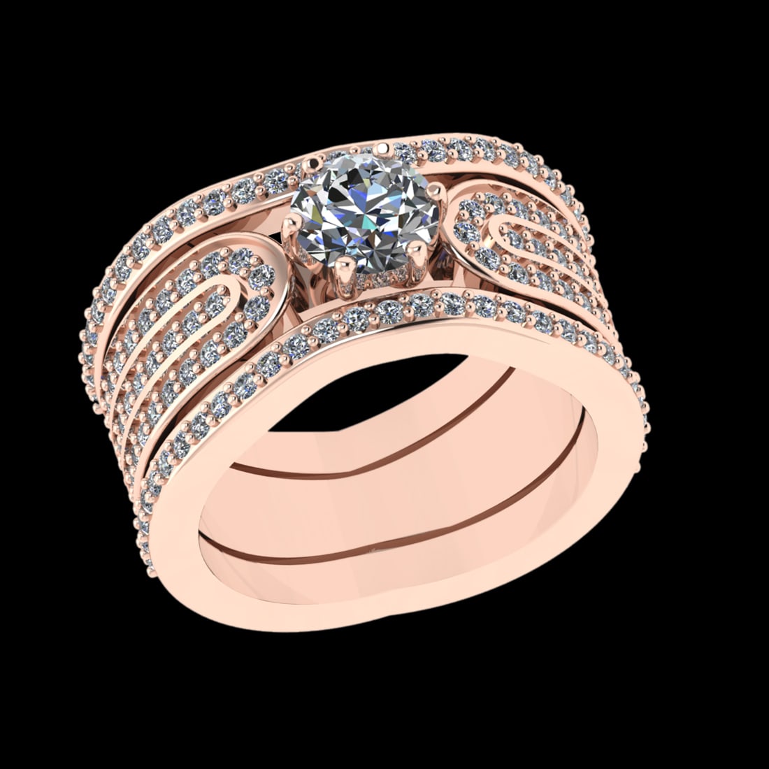 1.81 Ctw VS/SI1 Diamond Prong Set 18k Rose Gold Engagement Ring (ALL DIAMON: Center Daimond Weight :-0.84 Ctw (Round Cut) Color : G-H Clarity : VS/SI1 Side Diamond Weight Of Ctw 0.97 Ctw Color : G-H Clarity : VS/SI1 Daimond Setting : Prong Metal Weight : Approx 9.36 gram 18k R