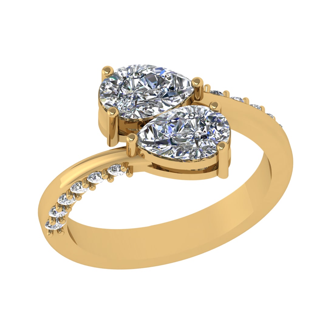 1.80 Ctw SI2/SI1 Diamond Prong Set 14k Yellow Gold Toi et Moi Two-Stone Eng: Center Daimond Weight :-1.50 Ctw ( Pear Cut) Color : G-H Clarity : SI2/SI1 Side Diamond Weight Of Ctw 0.30 Ctw Color : G-H Clarity : SI2/SI1 Daimond Setting : Prong Metal Weight : Approx 4.33 gram 14k