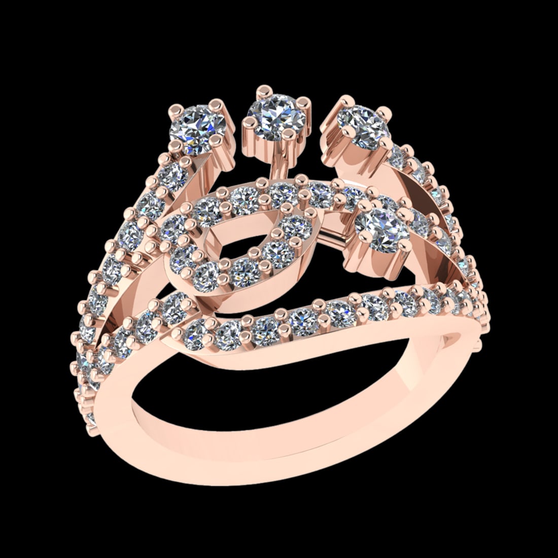 1.36 Ctw VS/SI1 Diamond Prong Set 10k Rose Gold Engagement Ring (ALL DIAMON: Center Daimond Weight :-0.11 Ctw ( Round Cut) Color : J-K Clarity : VS/SI1 Side Diamond Weight Of Ctw 1.25 Ctw Color : J-K Clarity : VS/SI1 Daimond Setting : Prong Metal Weight : Approx 6.64 gram 10k