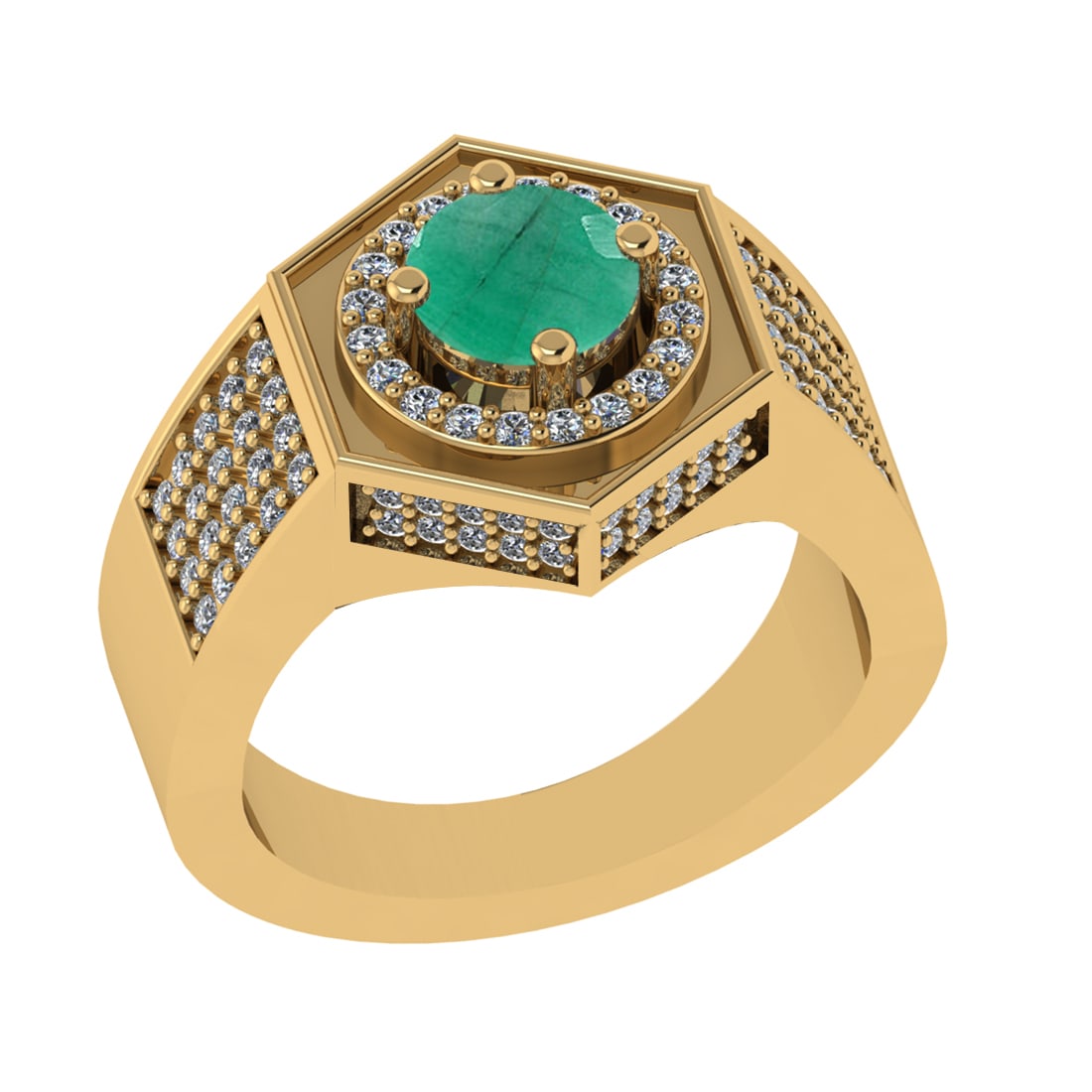 1.42 Ctw VS/SI1 Emerald and Diamond 14K Yellow Gold Engagement Ring (ALL DI: Center stone Weight :-1.00 Ctw ( Round Cut) Center Stone Color :- Emerald Center Stone Setting : Prong Side Diamond Weight Of Ctw 0.42 Ctw Color : G-H Clarity : VS/SI1 Stone Setting : Prong Metal Weig
