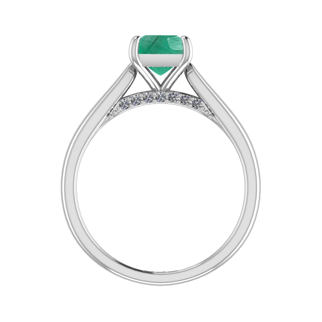 0.82 Ctw VS/SI1 Emerald and Diamond 14k white Gold Engagement Ring (ALL DIA: Center Stone Weight :-0.75 Ctw ( Princess Cut) Center Stone Color :-Emerald Center Stone Setting : Prong Side Diamond Weight Of Ctw :- 0.07 Ctw Color : J-K Clarity : VS/SI1 Daimond Setting : Prong Met