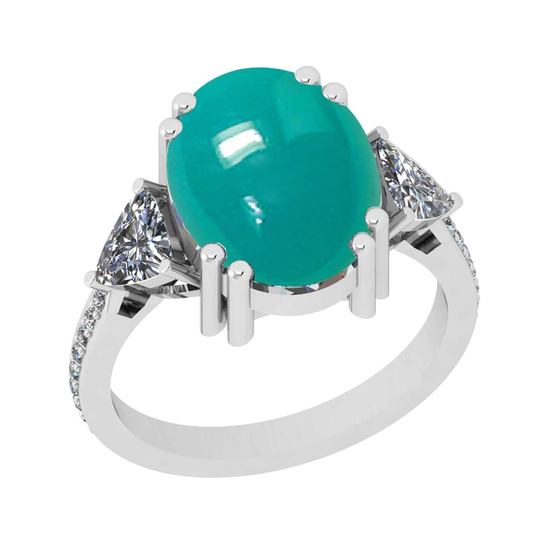 7.48 CtwVS/SI1 Emerald and Diamond 14k White Gold Engagement Ring: Center Stone Weight :-6.36 Ctw ( Oval Cab) Center Stone Color :-Emerald Center Stone Setting : Prong Side Diamond Weight Of Ctw :- 1.12 Ctw Color : J-K Clarity : VS/SI1 Daimond Setting : Prong Metal W