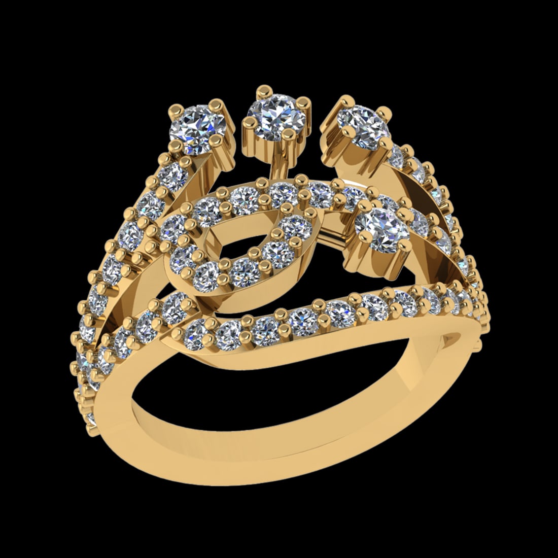 1.36 Ctw VS/SI1 Diamond Prong Set 10k Yellow Gold Engagement Ring (ALL DIAM: Center Daimond Weight :-0.11 Ctw ( Round Cut) Color : J-K Clarity : VS/SI1 Side Diamond Weight Of Ctw 1.25 Ctw Color : J-K Clarity : VS/SI1 Daimond Setting : Prong Metal Weight : Approx 6.64 gram 10k