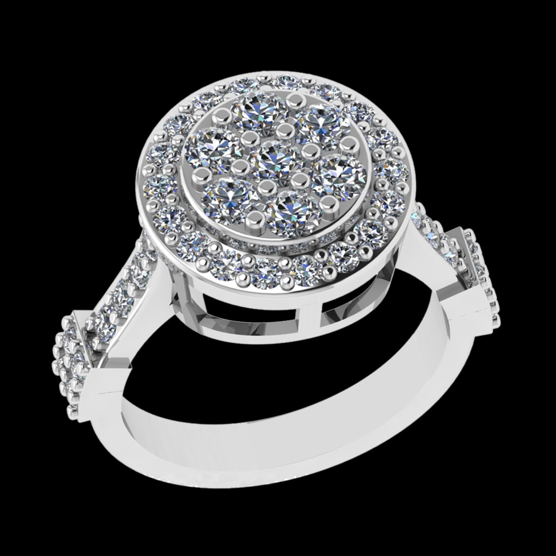 1.62 Ctw VS/SI1 Diamond 10K white Gold Engagement Ring (ALL DIAMOND ARE LAB: Center Daimond Weight :-0.77 Ctw ( Round Cut) Color : G-H Clarity : VS/SI1 Side Diamond Weight Of Ctw 0.85 Ctw Color : G-H Clarity : VS/SI1 Daimond Setting : Prong Metal Weight : Approx 7.21 gram 10K