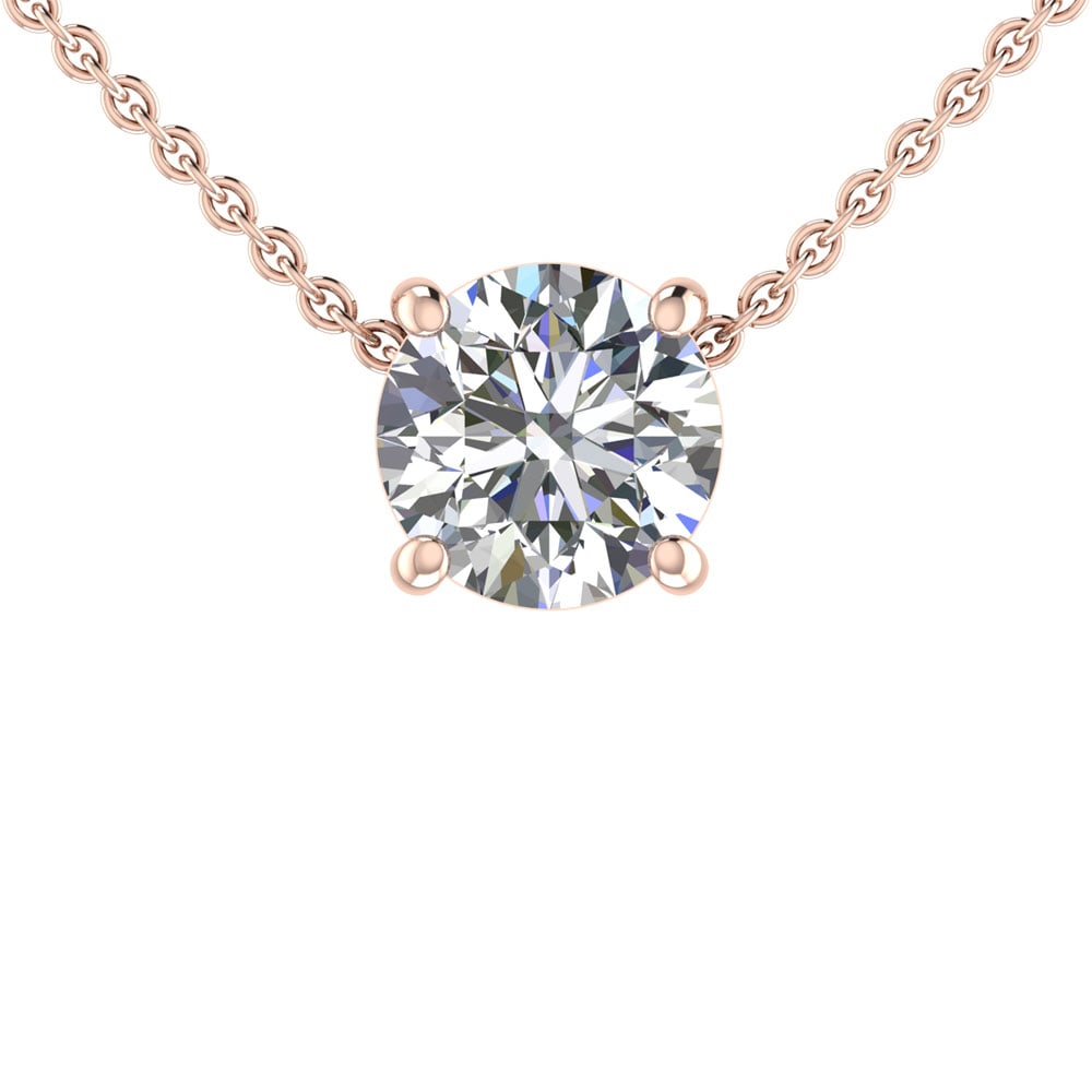 1.05 Ctw SI1/SI2 Diamond Prong Set 14K Rose Gold Solitaire Pendant: Total Daimond Weight :-1.05 Ctw (Round Cut) Color : G-H Clarity : SI1/SI2 Setting : Prong Metal Weight : Approx 2.30 gram 14K Rose Gold Solitaire Necklace (ALL DIAMOND ARE LAB GROWN ) #3SS96741v15
