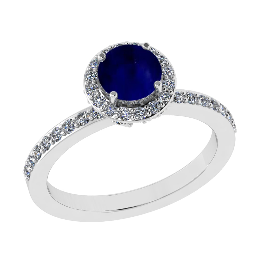 1.59 Ctw VS/SI1 Blue Sapphire and Diamond 14k white Gold Engagement Ring: Center Stone Weight :-0.84 Ctw ( Round Cut) Center Stone Color :-Blue Sapphire Center Stone Setting : Prong Side Diamond Weight Of Ctw :- 0.75 Ctw Color : J-K Clarity : VS/SI1 Daimond Setting : Prong