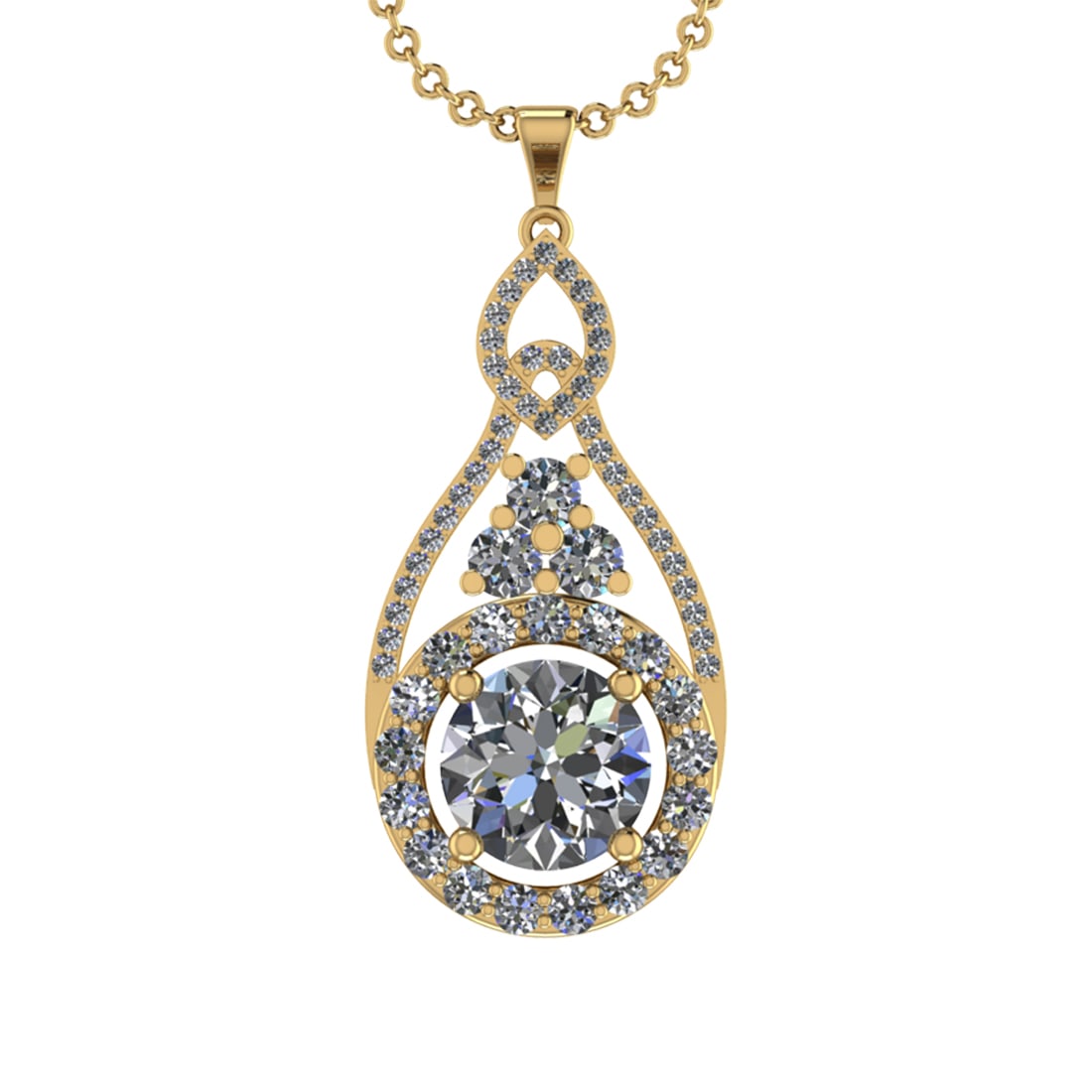 5.47 Ctw VS/SI1 Diamond 14K Yellow Gold Pendant Necklace (ALL DIAMOND ARE L (1 of 1)