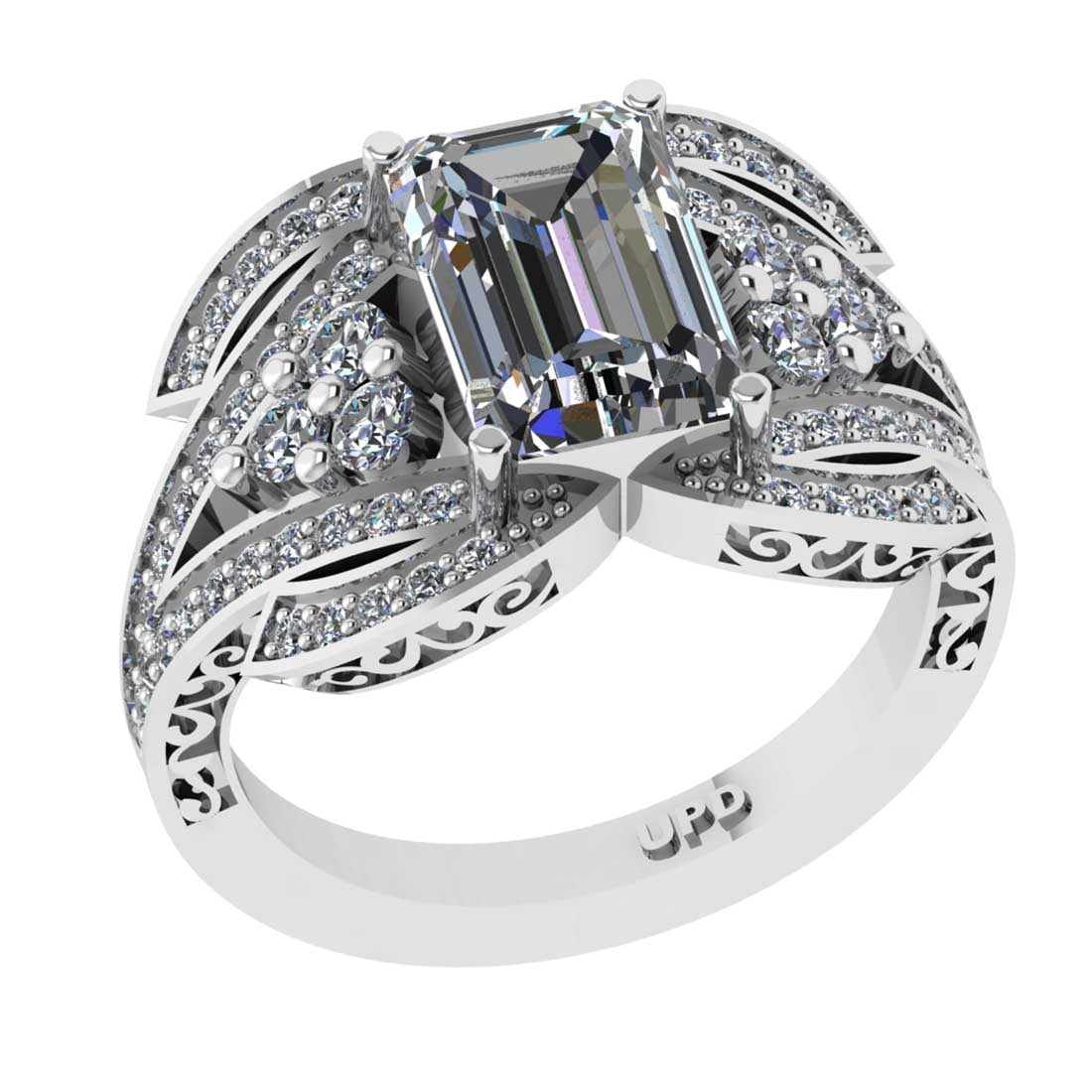 2.76 Ctw VS/SI1 Diamond 14K White Gold Engagement Ring: Center Diamond Weight : 2.00 Ctw (Emerald Cut) Center Diamond Color :-G-H Center Stone Setting : Prong Clarity : VS/SI1 Total Weight Of Ctw 0.76 Ctw Color : G-H Clarity : VS/SI1 Stone Setting : Prong