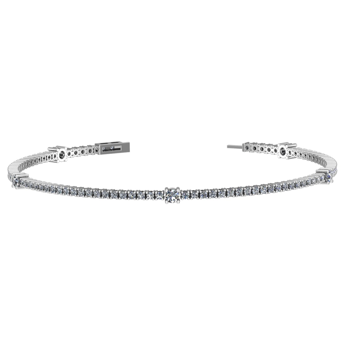 2.10 Ctw VS/SI1 Diamond Prong Set 14k white Gold Bracelet: Total Daimond Weight :-2.10 Ctw Color : G-H Clarity : VS/SI1 Setting : Prong Metal Weight : Approx 6.60 gram 14k White Gold Bracelet (ALL DIAMOND ARE LAB GROWN ) T4-1.7-3.2MB #3SS96454v15