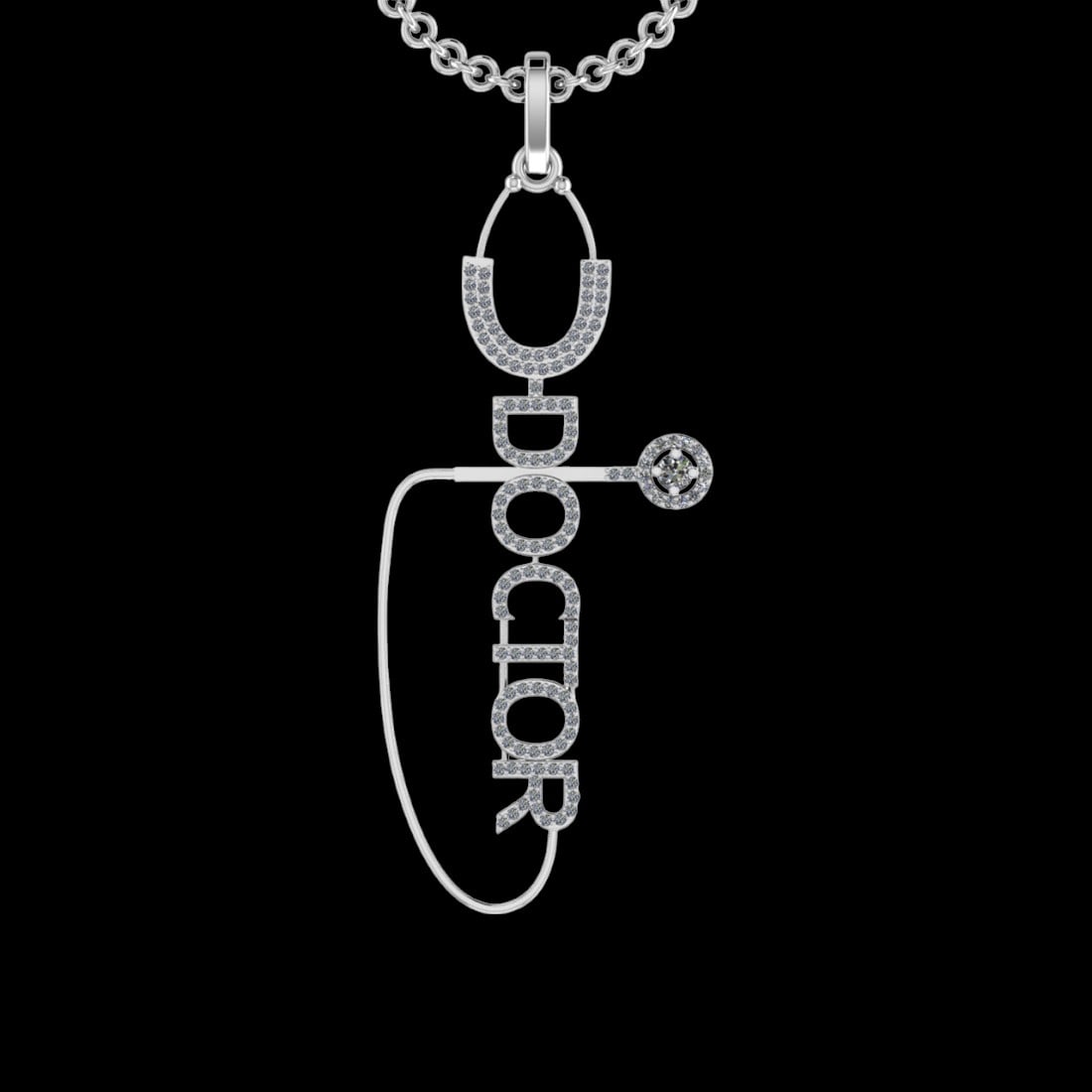 1.14 Ctw VS/SI1 Diamond 10K White Gold Veterinary Doctor theme Pendant (ALL (1 of 1)