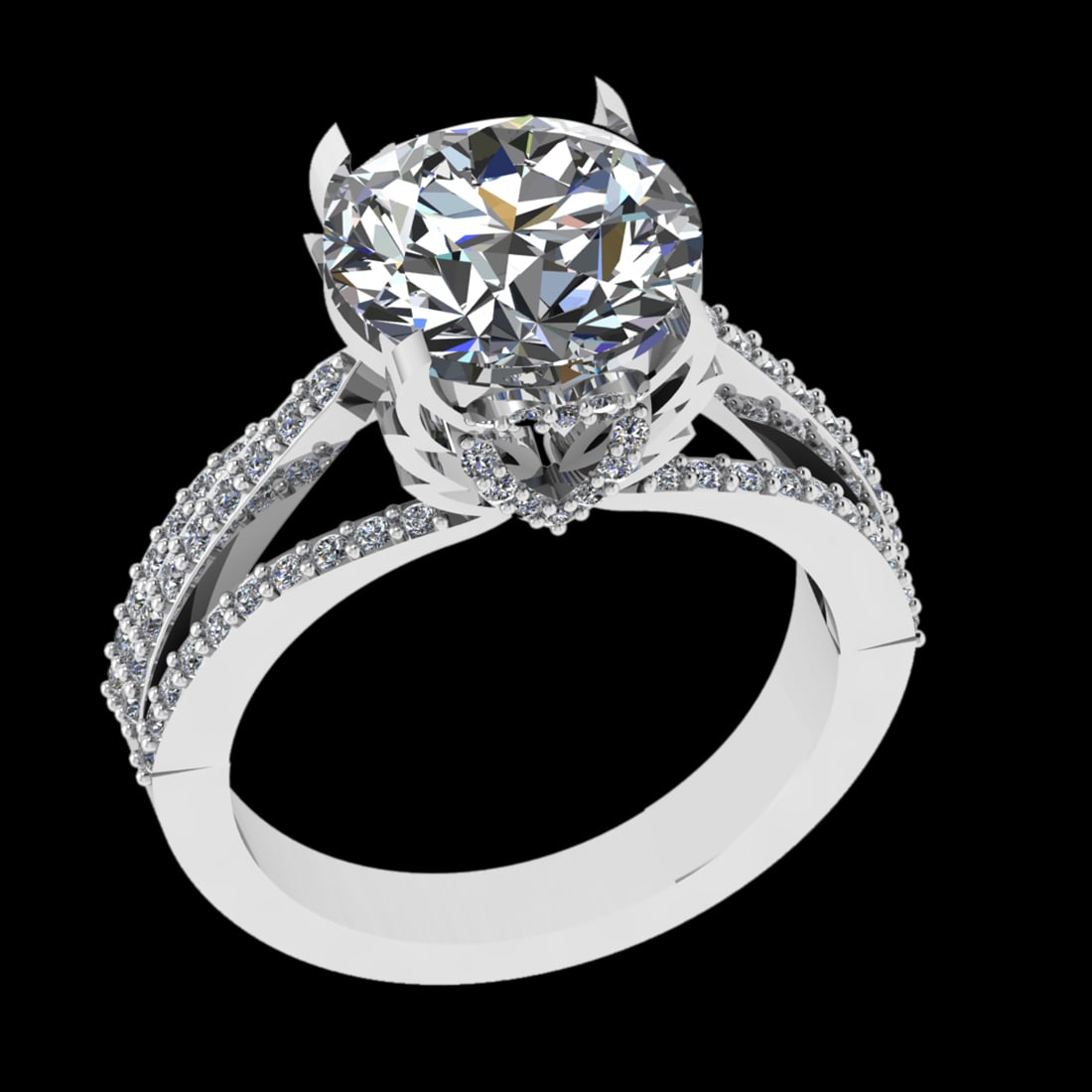 3.50 Ctw VS/SI1 Diamond Prong Set 10K White Gold Engagement Ring (ALL DIAMO: Center Diamond Weight :-2.90 Ctw ( Round cut) Color :- J-K Clarity : I2/I3 Center Stone Setting : Prong Side Diamond Weight Of Ctw 0.60Ctw Color : J-K Clarity : VS/SI1 Stone Setting : Prong Metal Weig