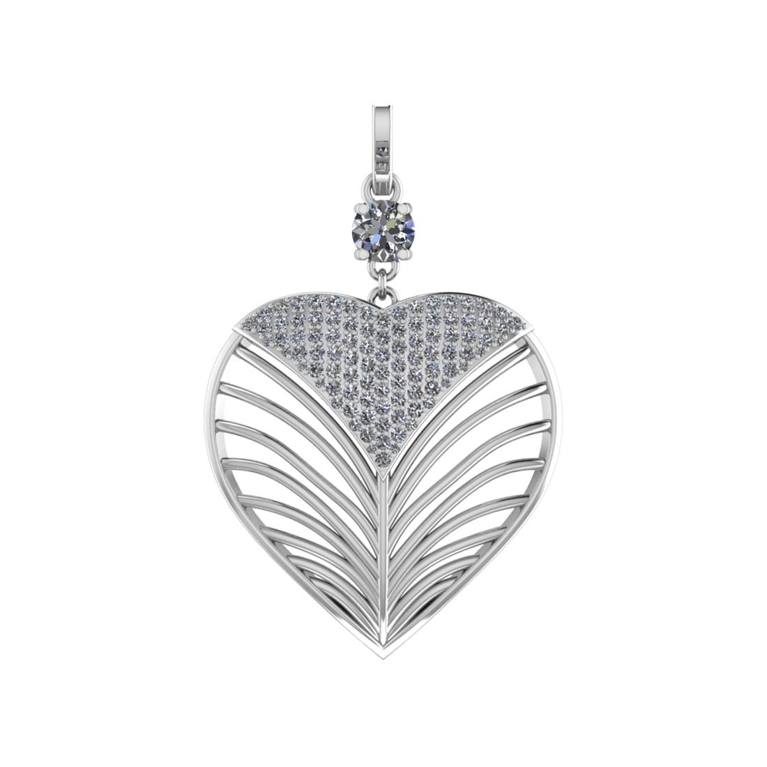 2.13 Ctw SI1/SI2 Diamond Prong Set 14k white Gold Pendant (ALL DIAMOND ARE (1 of 1)