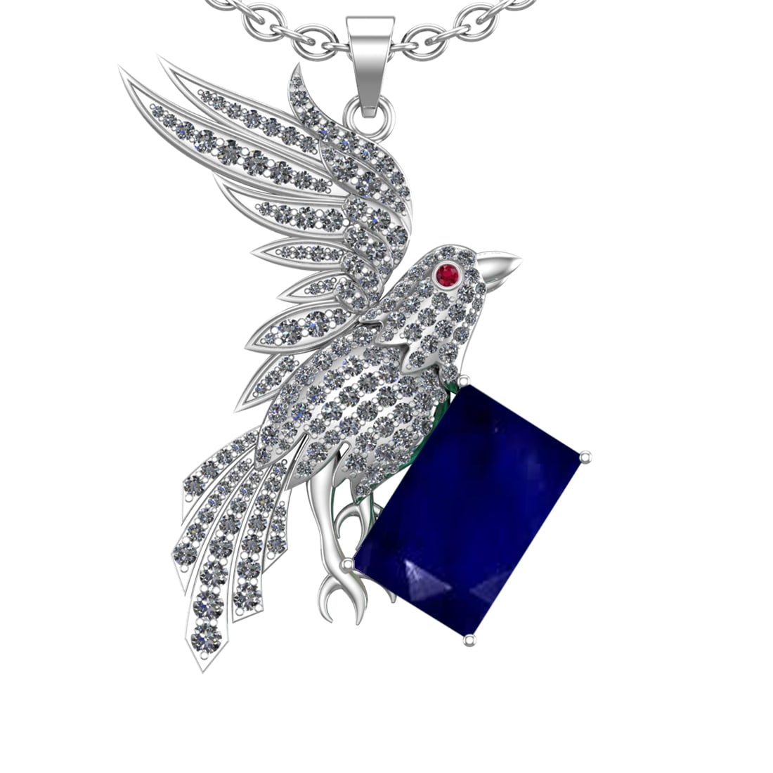 9.27 Ctw VS/SI1 Blue Sapphire and Diamond 14K White Gold Pendant (ALL DIAMO: Center Stone Weight :-6.46 Ctw ( Emerald Cut) Color :- Blue Sapphire Setting : Prong Side Diamond Weight Of Ctw 2.81 Ctw Color : J-K Clarity : VS/SI1 Stone Setting : Prong Metal Weight : Approx 14.90