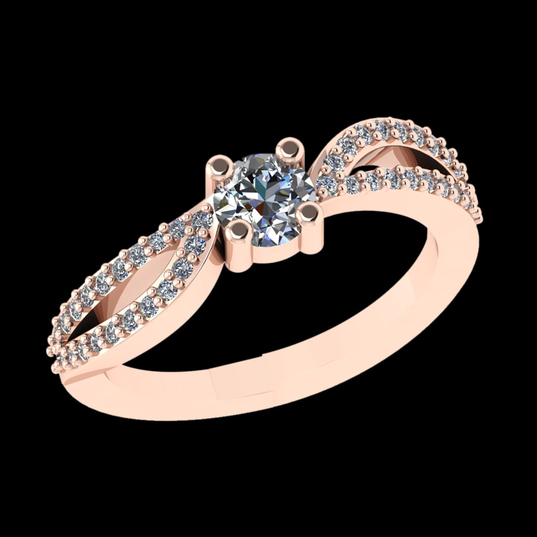 0.73 Ctw VS/SI1 Diamond Prong Set 18k Rose Gold Engagement Ring (ALL DIAMON: Center Daimond Weight :-0.46 Ctw (Round Cut) Color : G-H Clarity : VS/SI1 Side Diamond Weight Of Ctw 0.27 Ctw Color : G-H Clarity : VS/SI1 Daimond Setting : Prong Metal Weight : Approx 4.99 gram 18k R