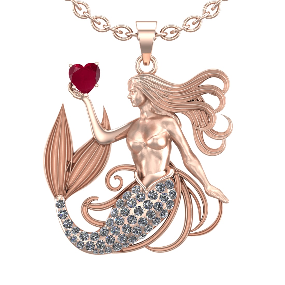 5.01 Ctw VS/SI1 Ruby and Diamond 14k Rose Gold Pandant (ALL DIAMOND ARE LAB: Center Stone Weight :-2.00 Ctw ( Heart Cut) Center Stone Color :-Ruby Center Stone Setting : Prong Side Diamond Weight Of Ctw :- 3.01 Ctw Color : G-H Clarity : VS/SI1 Daimond Setting : Prong Metal Wei