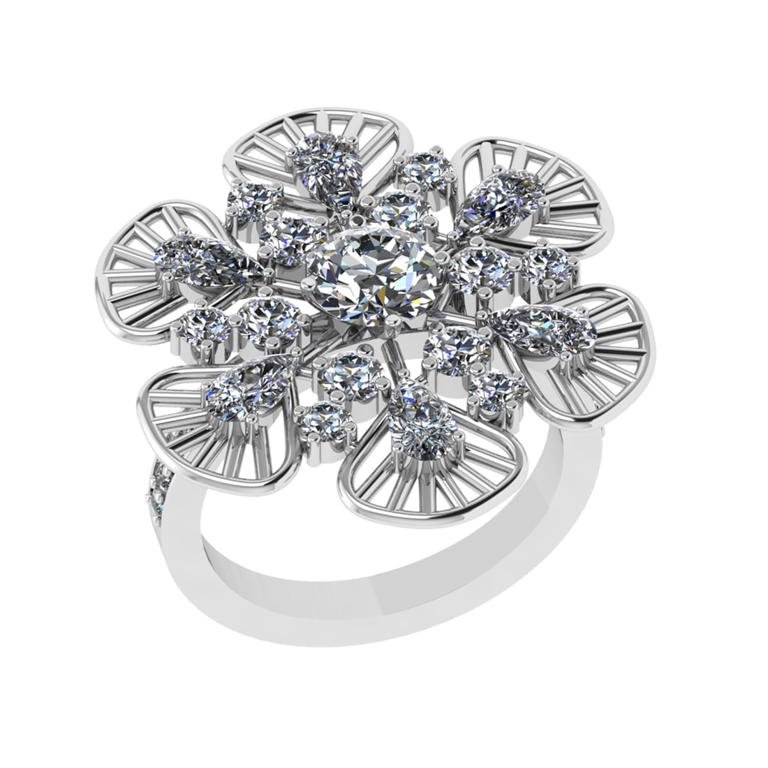 3.50 Ctw SI1/SI2 Diamond Prong Set 14k white Gold Engagement Ring (ALL DIAM: Center Daimond Weight :-0.84 Ctw ( Round Cut) Color : G-H Clarity : SI1/SI2 Side Diamond Weight Of Ctw 2.66 Ctw Color : G-H Clarity : SI1/SI2 Daimond Setting : Prong Metal Weight : Approx 5.63 gram 14