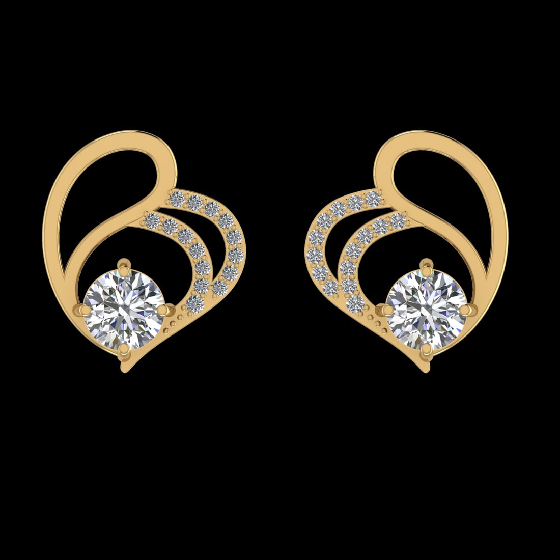 2.99 Ctw SI1/SI2 Diamond 10k Yellow Gold Earrings (ALL DIAMOND ARE LAB GROW: Center Daimond Weight :-2.60 Ctw ( Round Cut) Color : J-K Clarity : SI1/SI2 Side Diamond Weight Of Ctw 0.39 Ctw Color : J-K Clarity : SI1/SI2 Daimond Setting : Prong Metal Weight : Approx 6.06 gram 10