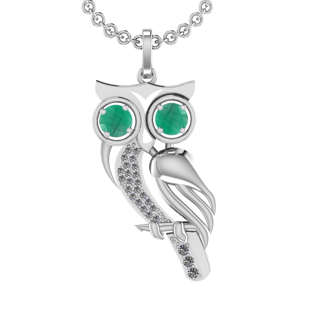 1.75 Ctw VS/SI1 Emerald and Diamond 14K White Gold Pendant (ALL DIAMOND ARE: Center Stone Weight :-1.00 Ctw ( 2pec Round Cut) Color :- Emerald Setting : Prong Side Diamond Weight Of Ctw 0.25 Ctw Color : J-K Clarity : VS/SI1 Stone Setting : Prong Metal Weight : Approx 10.50 gra