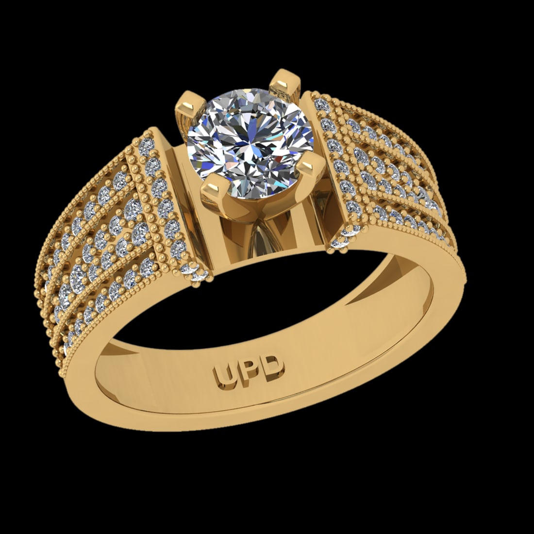 1.26 Ctw VS/SI1 Diamond Prong Set 10k Yellow Gold Engagement Ring( (ALL DIA: Center Daimond Weight :-0.84 Ctw ( Round Cut) Color : J-K Clarity : VS/SI1 Side Diamond Weight Of Ctw 0.42 Ctw Color : J-K Clarity : VS/SI1 Daimond Setting : Prong Metal Weight : Approx 5.37 gram 10k