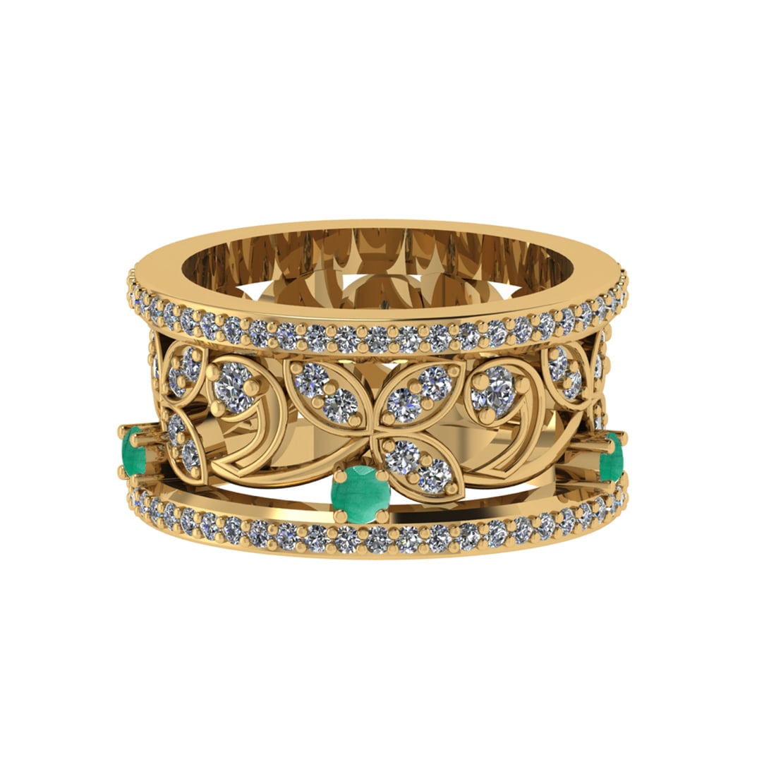 1.79 Ctw VS/SI1 Emerald and Diamond 14k Yellow Gold Engagement Ring (ALL DI: Center Stone Weight :-0.34 Ctw ( Round Cut) Center Stone Color :-Emerald Center Stone Setting : Prong Side Diamond Weight Of Ctw :- 1.44 Ctw Color : G-H Clarity : VS/SI1 Daimond Setting : Prong Metal