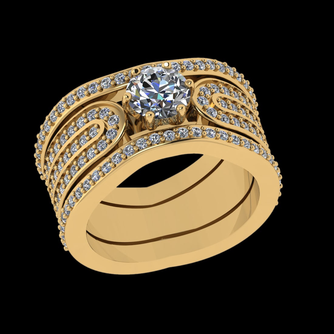 1.81 Ctw VS/SI1 Diamond Prong Set 18k Yellow Gold Engagement Ring (ALL DIAM: Center Daimond Weight :-0.84 Ctw (Round Cut) Color : G-H Clarity : VS/SI1 Side Diamond Weight Of Ctw 0.97 Ctw Color : G-H Clarity : VS/SI1 Daimond Setting : Prong Metal Weight : Approx 9.36 gram 18k Y