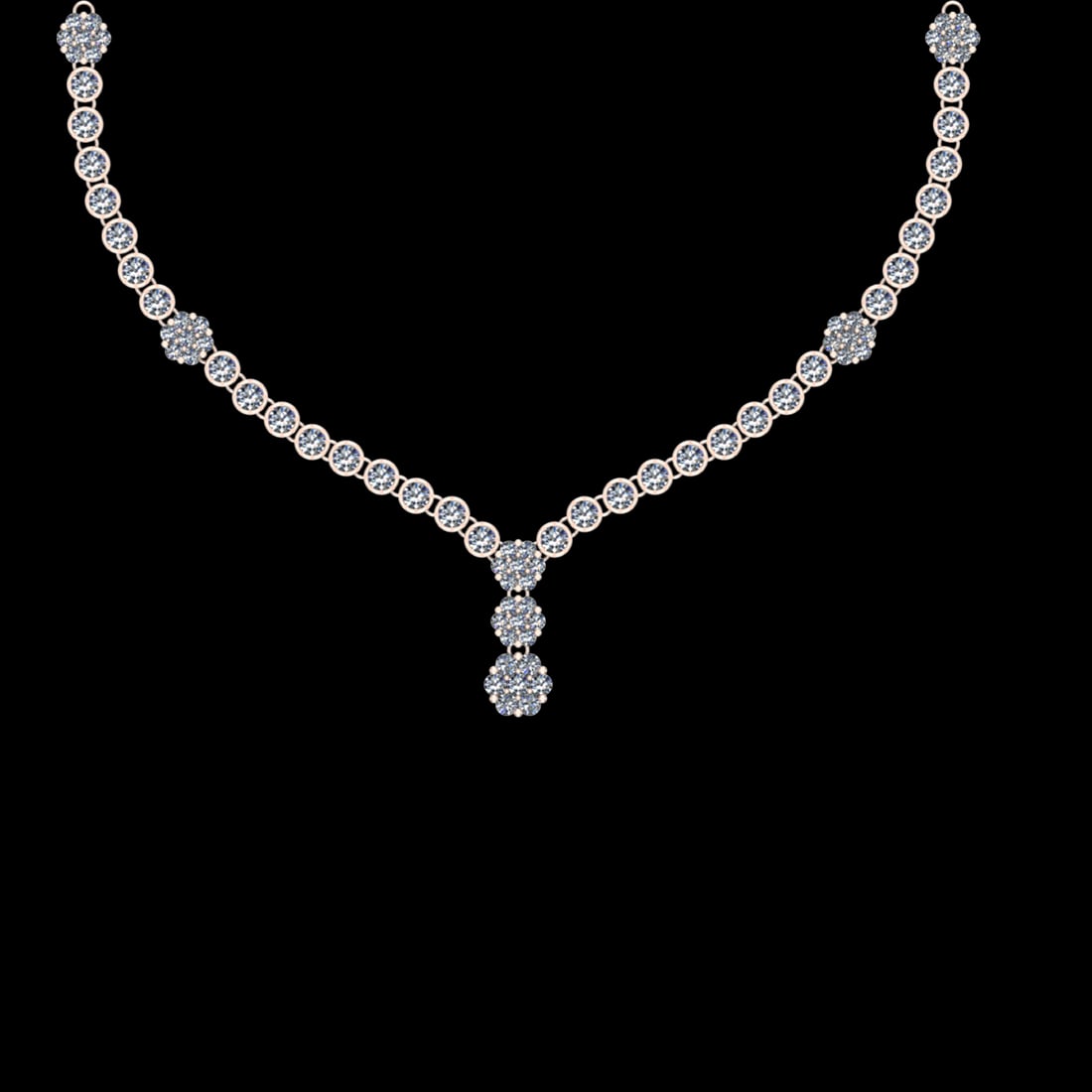 116.18 Ctw VS/SI1 Diamond 10K Rose Gold Necklace Set (ALL DIAMOND ARE LAB G: Total Daimond Weight :-116.18 Ctw Color : G-H Clarity : VS/SI1 Setting : Prong Metal Weight : Approx 116.34 gram 10K Rose Gold Necklace Set #3SS23169v15