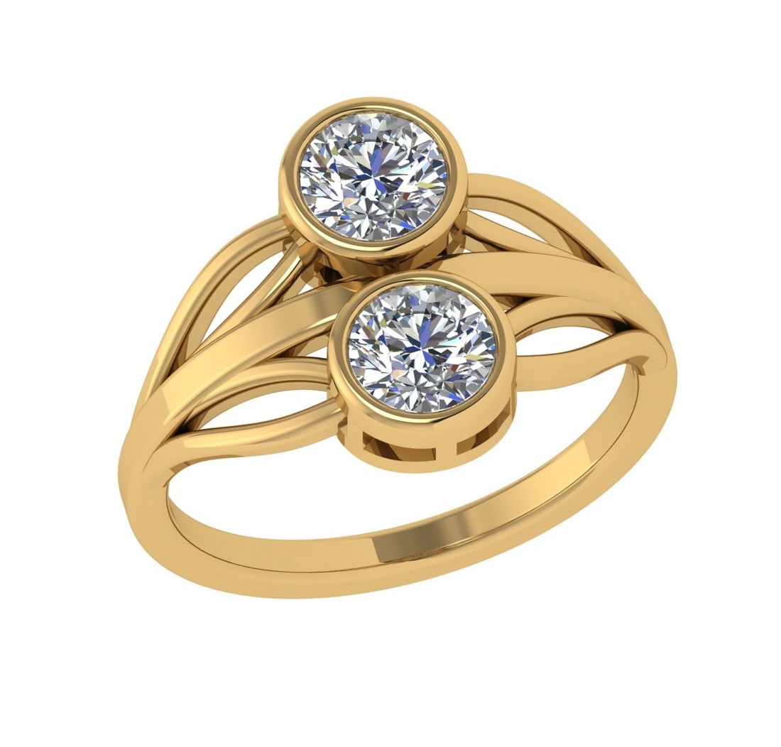 1.00 Ctw SI2/SI1 Diamond Bezel Set 14k Yellow Gold Solitaire Ring (1 of 1)