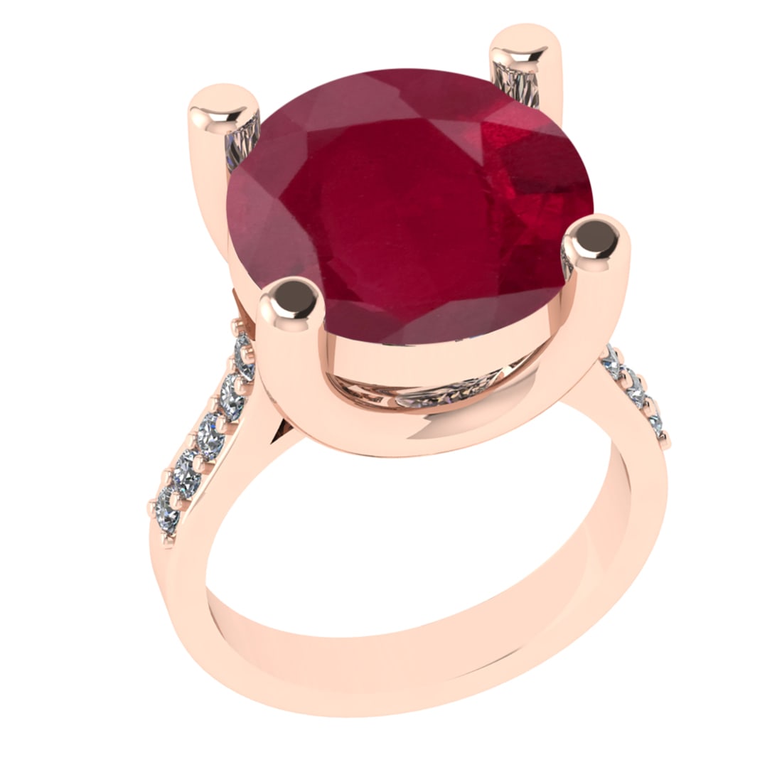 3.25 Ctw VS/SI1 Ruby And Diamond 14k Rose Gold Engagement Ring (ALL DIAMOND: Center Stone Weight : 2.90 Ctw ( Round Cut ) Center Stone Color : Ruby Stone Setting : Prong Side Diamond Weight Of Ctw 0.35 Ctw Side Stone Color : G-H Stone Clarity : VS/SI1 Stone Setting : Prong Met